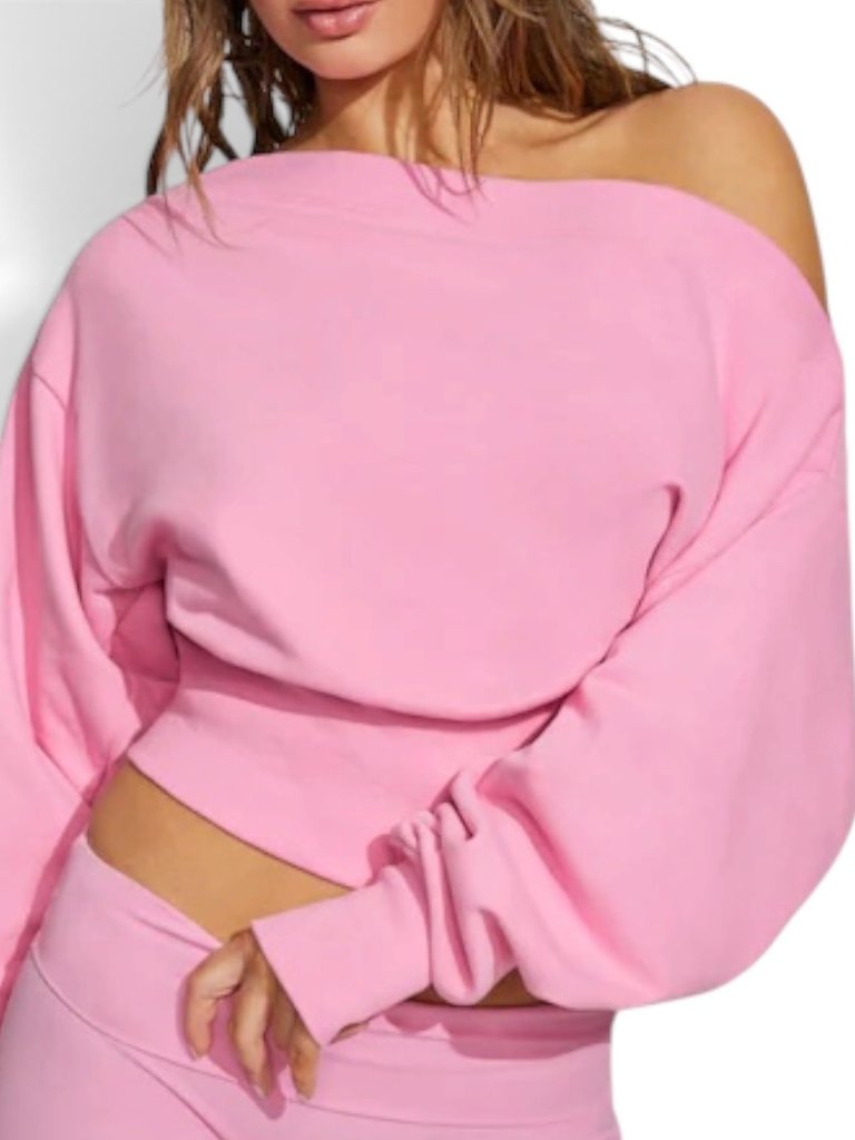 Garage Pink Softterry Off Shoulder Sweatshirt Size M